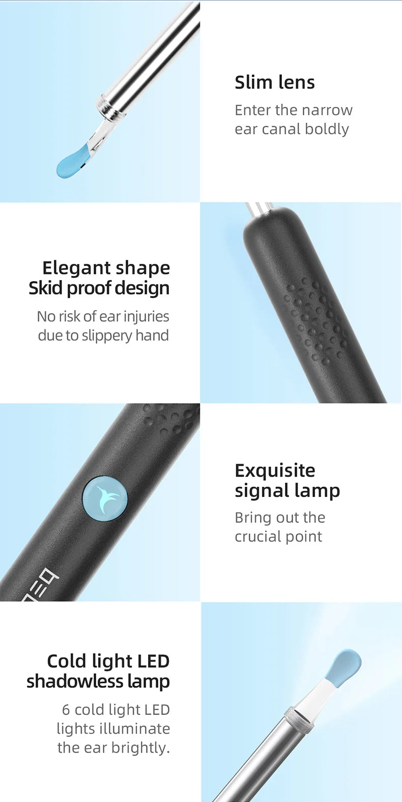 Smart Visual Ear Sticks - Precision Ear Wax Removal and Cleaning Otoscope